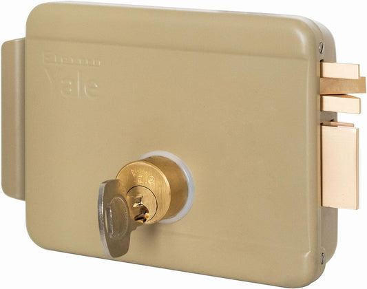 Yale Smart Electric Lock with anti-drill feature, key operation, and durable alloy steel design for gate security.