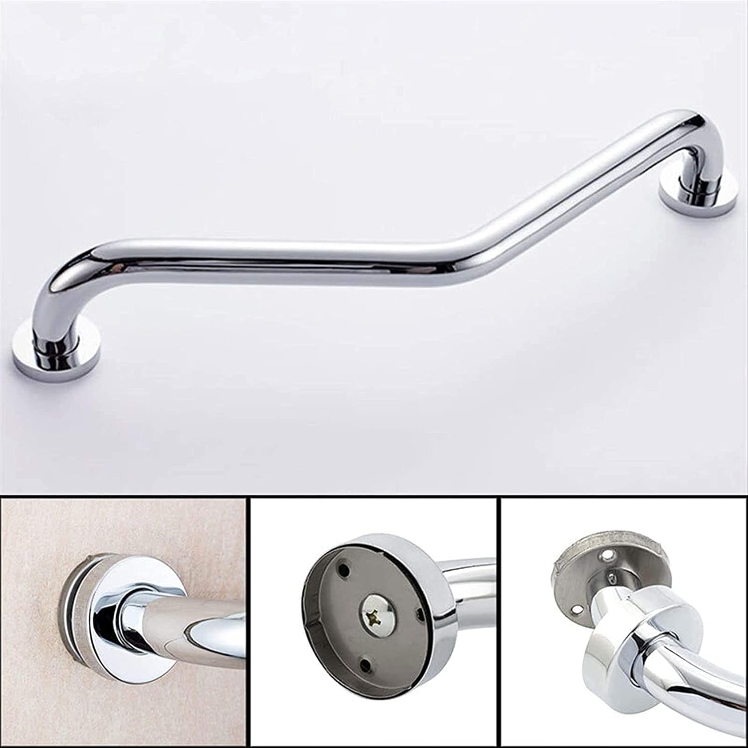 Stainless steel bathroom toilet hand grip support bar, designed for seniors and disabled individuals, with a heavy-duty 150kg load-bearing capacity, measuring 22 inches wide, 4 inches deep, and 10 inches high