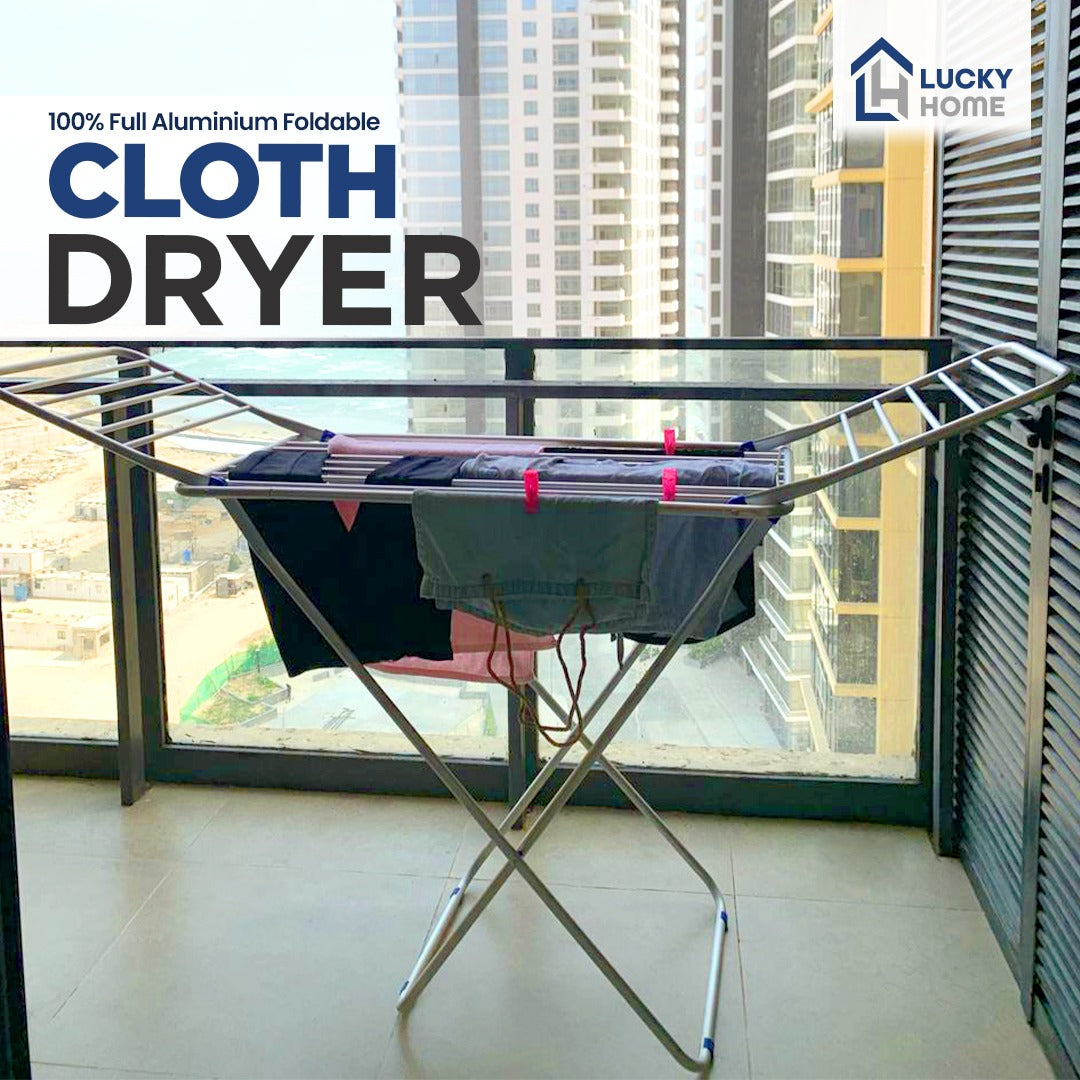 Aluminum Cloth Dryer Set including Alufold Pro and Mega Cloth Dryer, showcasing durable and rust-resistant designs for efficient laundry drying. Ideal for space-saving and home organization.