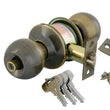 Round cylindrical door knob lock with 3 keys, easy installation, and wooden door compatibility.