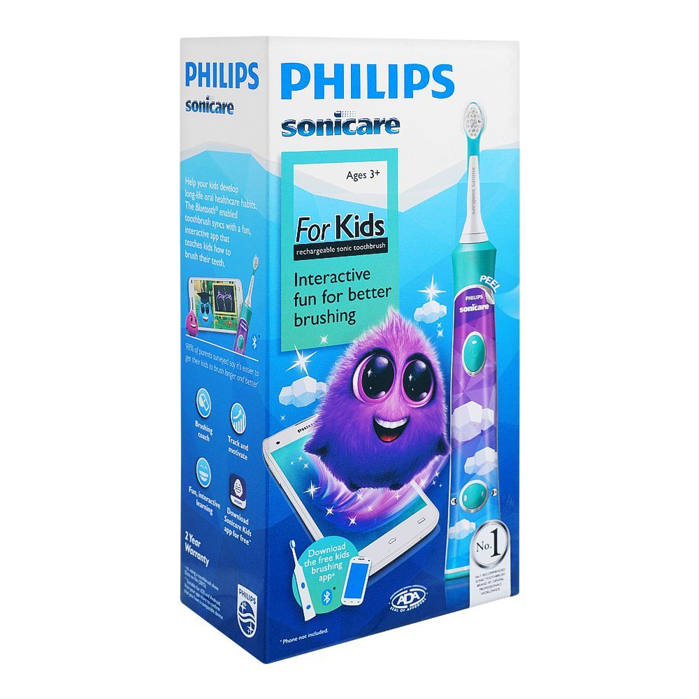 Philips Sonicare For Kids HX6321/03 electric toothbrush with Bluetooth app for fun and effective brushing habits.