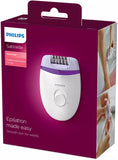 Compact and efficient BRE225/01 Satinelle Essential Corded Epilator for smooth hair removal.