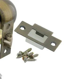 Round cylindrical door knob lock with 3 keys, easy installation, and wooden door compatibility.