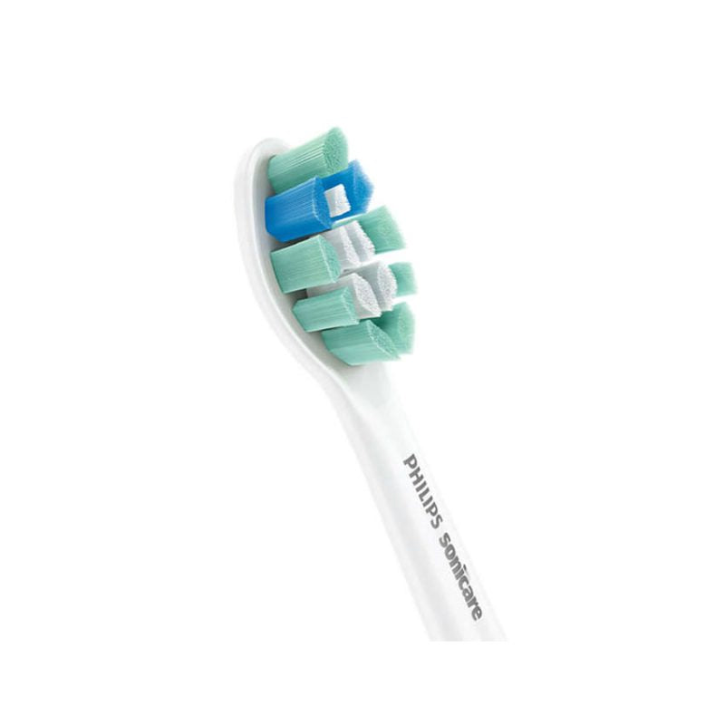 Philips Sonicare C2 Optimal Plaque Defence Brush Heads in White with medium bristles for superior plaque removal and gum health.