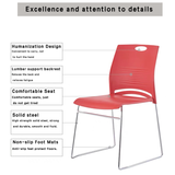 Modern stackable plastic chair available in four colors, perfect for office, training rooms, and dining spaces.