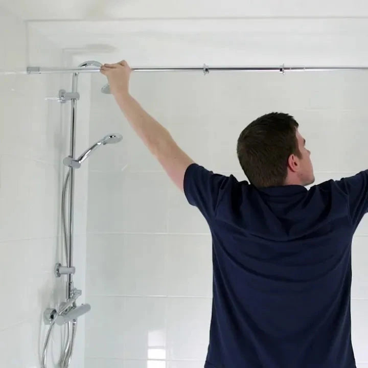 Extendable, anti-rust shower curtain rod (140cm to 260cm) for easy DIY installation and versatile use.