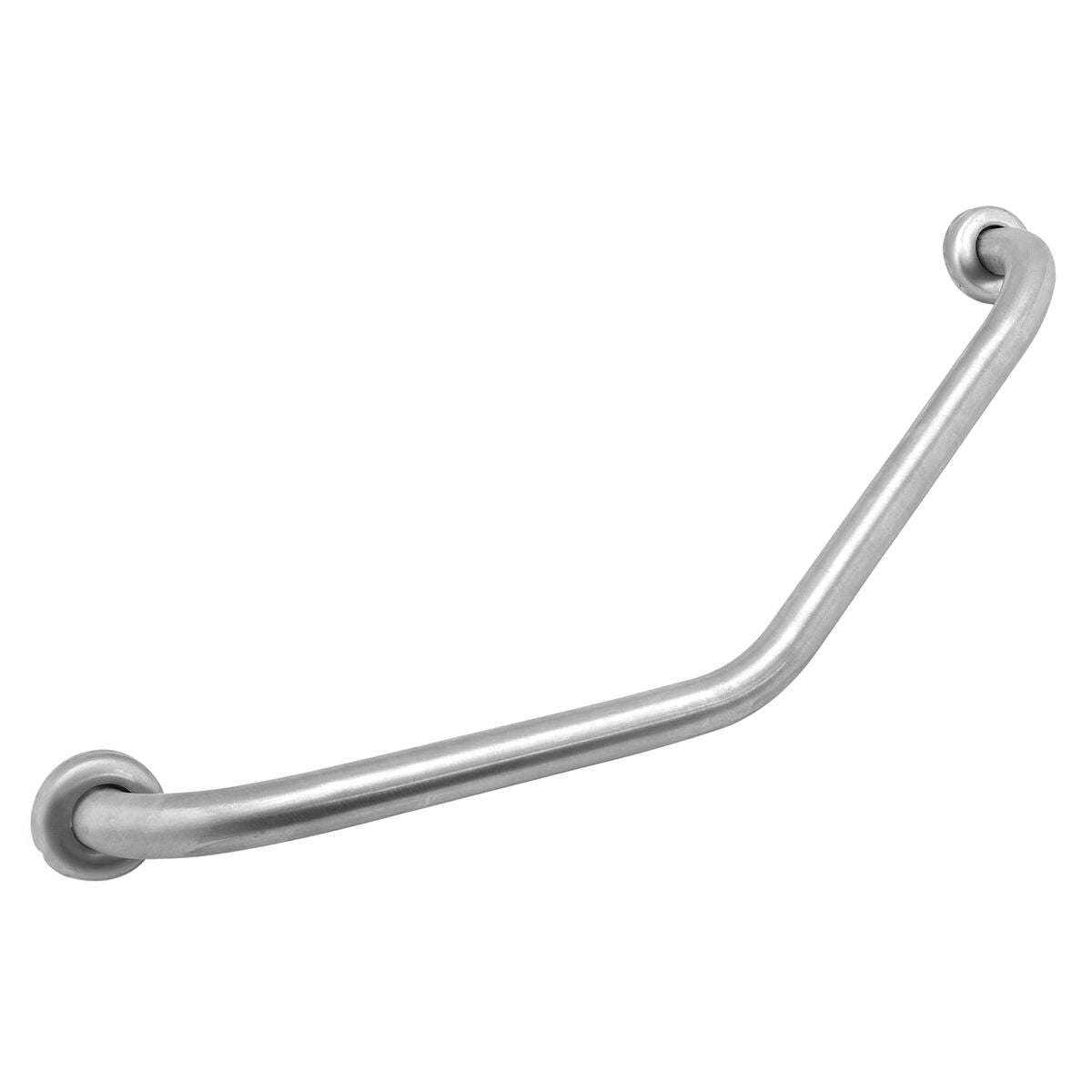 Curved stainless steel grab handle with a chrome-plated finish, measuring 25 cm in width and 26 cm in depth, designed for durability and easy cleaning