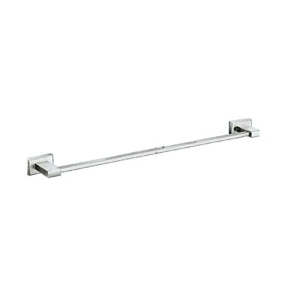 22-inch stainless steel single towel bar mounted on a bathroom wall, showcasing its sleek and modern design, perfect for hanging towels in a stylish and durable manner.