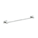 22-inch stainless steel single towel bar mounted on a bathroom wall, showcasing its sleek and modern design, perfect for hanging towels in a stylish and durable manner.