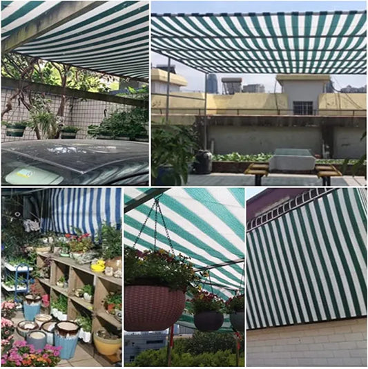 High-quality green/white sun shade net with 90% UV protection, durable HDPE material, and reinforced edges for versatile outdoor use.