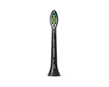 Philips HX6064/96 W2 Optimal White Toothbrush Heads in black, with medium bristles for effective plaque removal, gum health, and teeth whitening.