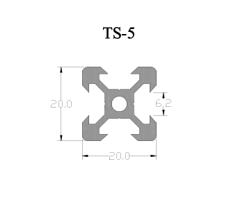 Lucky Extruded Aluminium Alloy Anodised T Slot V Slot Profile Rail Section Extrusion TS-6 2020 V Slot