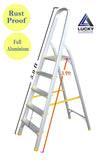 Aluminium 5 Step Ladder With Handle Rust Proof Light Weight Long Lasting Heavy Duty Lucky Aluminium Lucky Home Alu Mall Manufacturers of Ladders Cloth Dryers Mops Tables Furniture in Pakistan