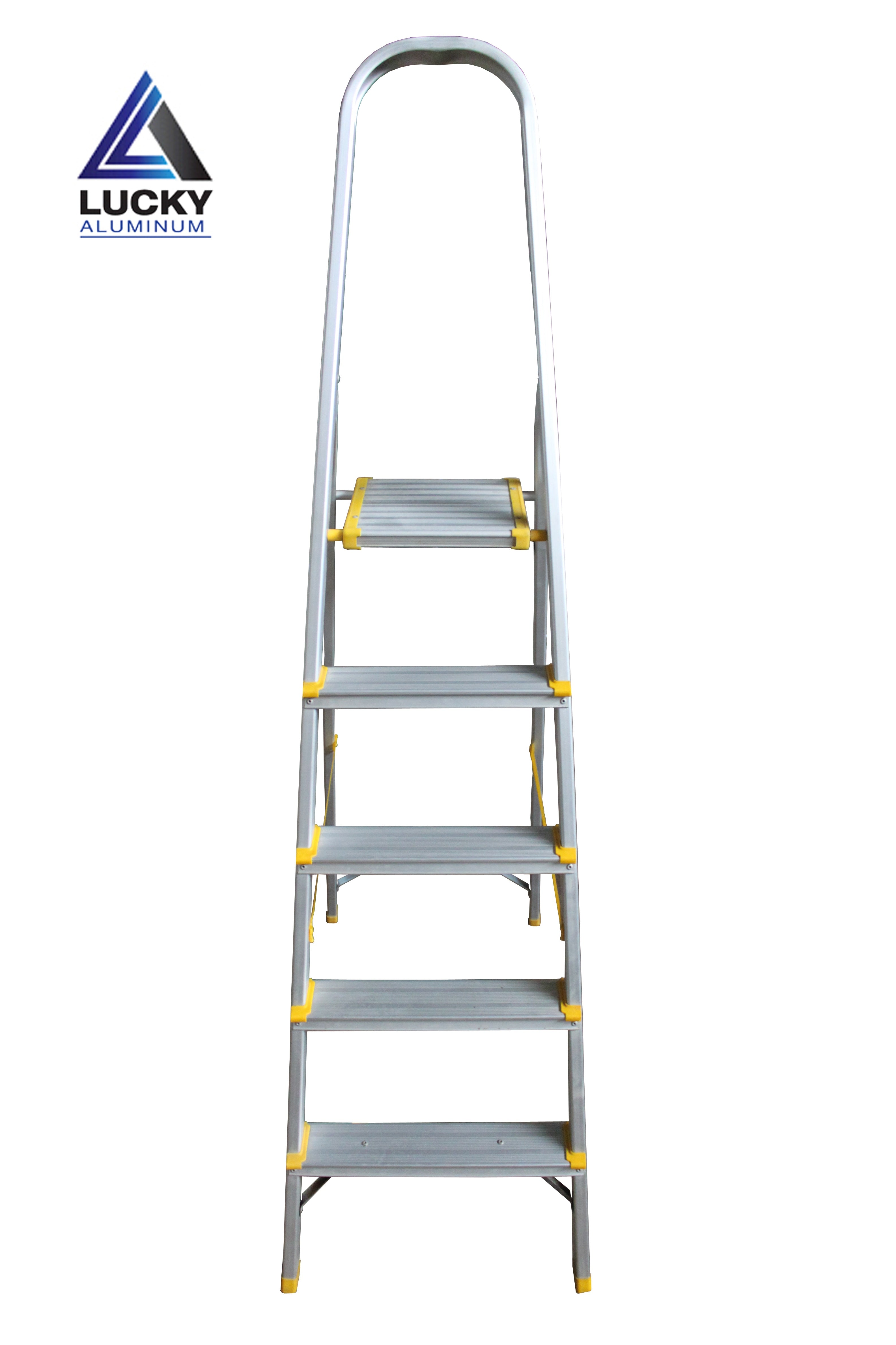 Aluminium 5 Step Ladder With Handle Rust Proof Light Weight Long Lasting Heavy Duty Lucky Aluminium Lucky Home Alu Mall Manufacturers of Ladders Cloth Dryers Mops Tables Furniture in Pakistan