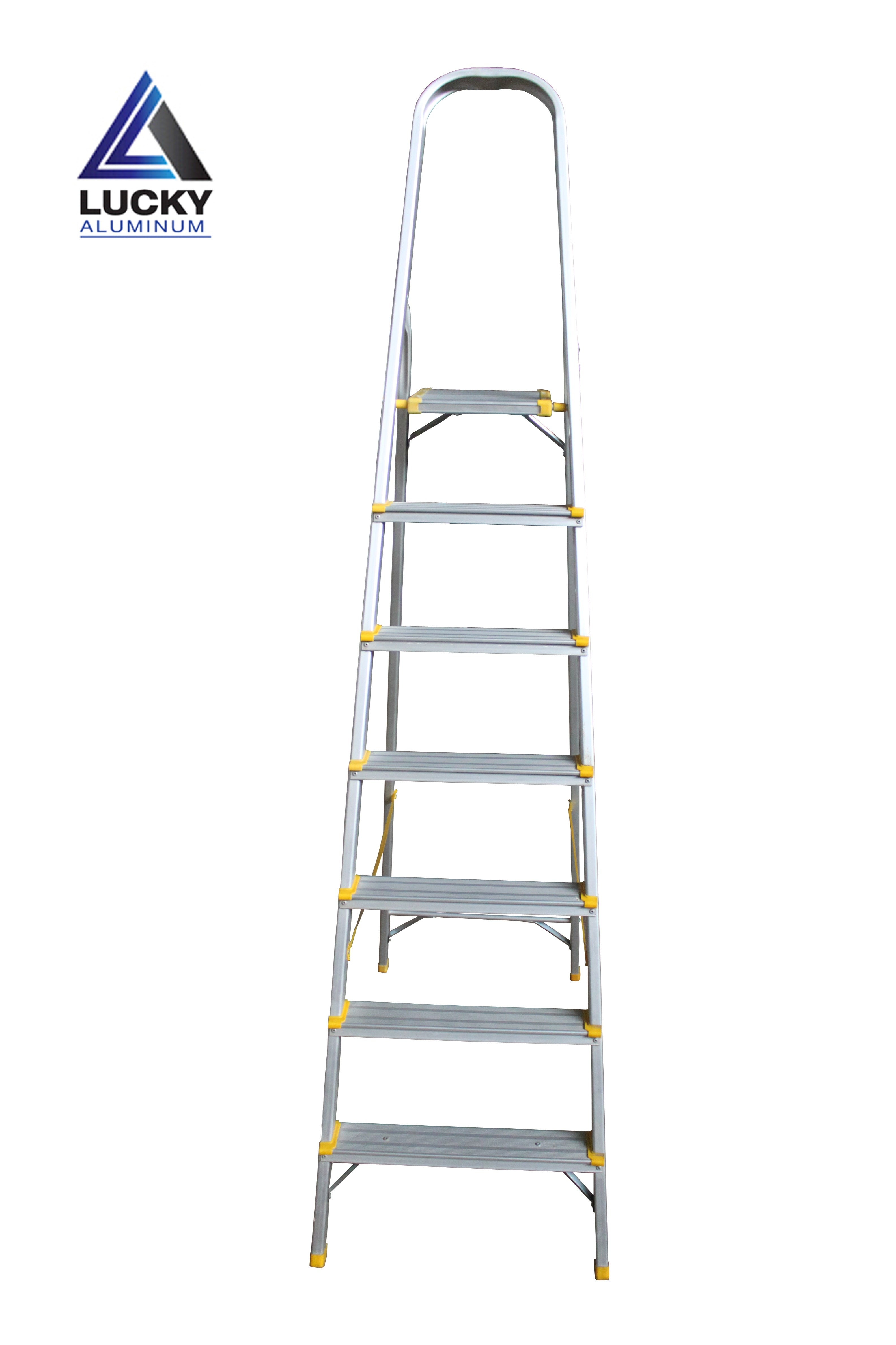 Aluminium 7 Step Ladder With Handle Rust Proof Light Weight Long Lasting Heavy Duty Lucky Aluminium Lucky Home Alu Mall Manufacturers of Ladders Cloth Dryers Mops Tables Furniture in Pakistan 1